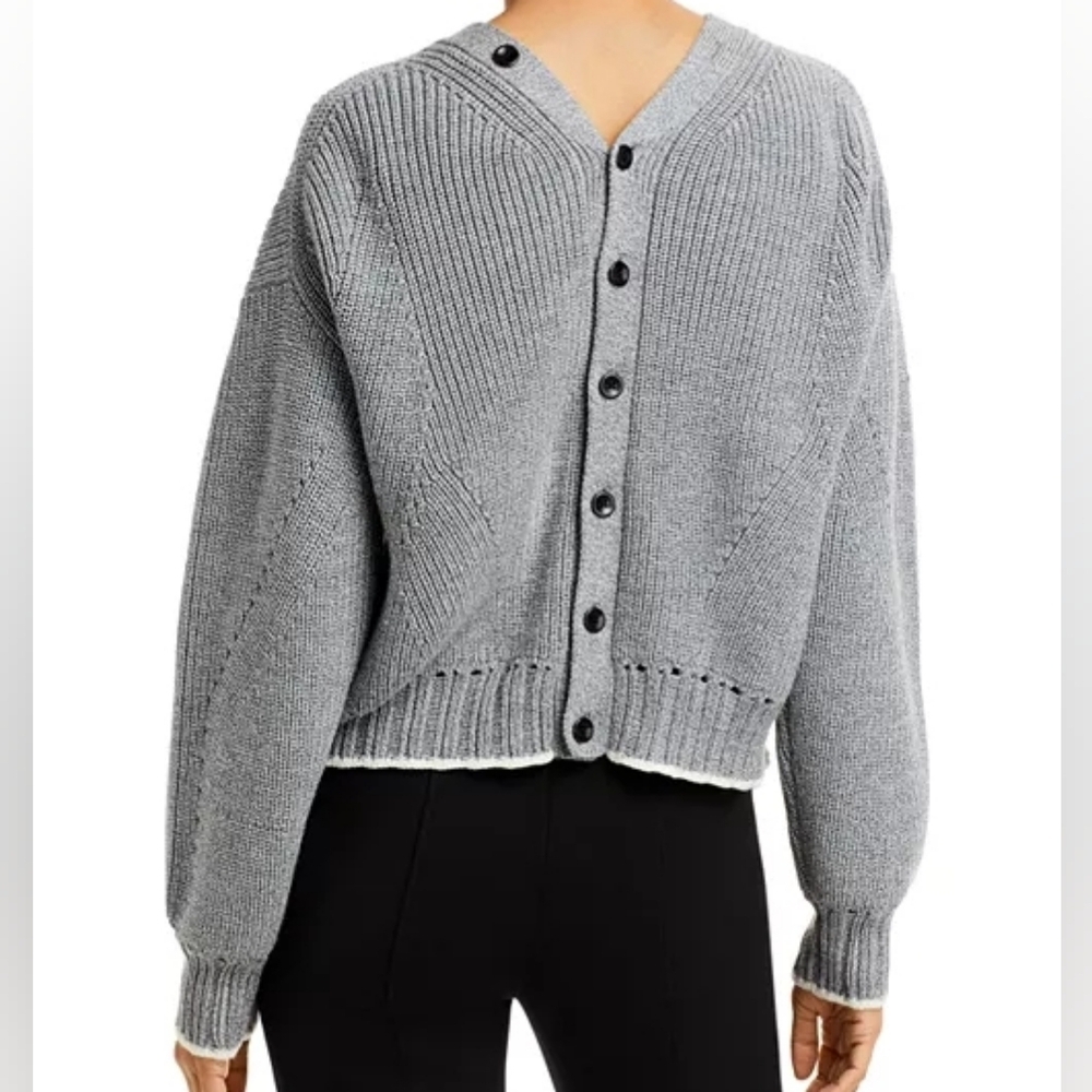Proenza Schouler White Label Double V Neck Wool Cardigan Sz LG Women's - Picture 3 of 16